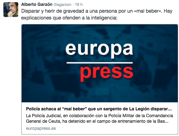 Tweet publicado por Alberto Garzón.