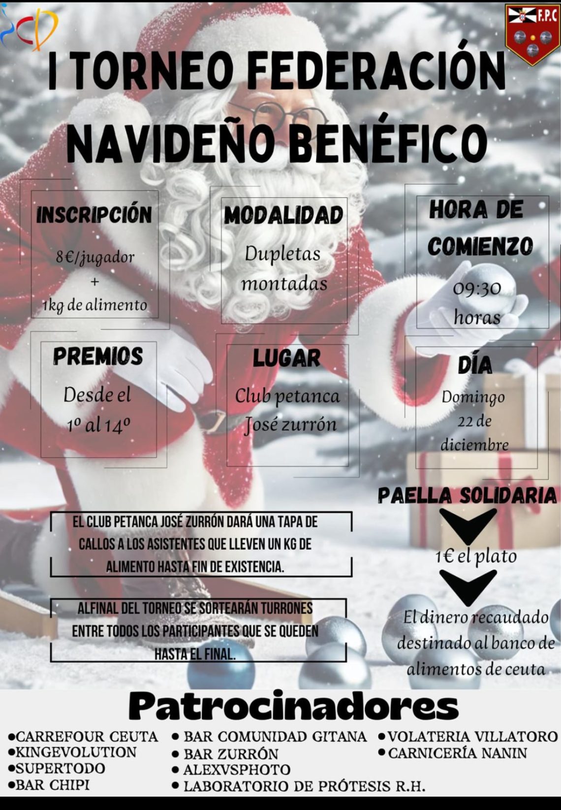 La Federaci N De Petanca Organiza El I Torneo Navide O Ben Fico