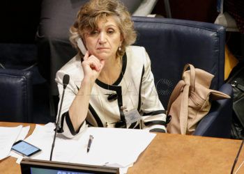 MIA80. NACIONES UNIDAS (EE.UU.), 26/09/2018.- La ministra española de Sanidad, María Luisa Carcedo, asiste a la reunión de alto nivel sobre la lucha contra la tuberculosis celebrada en los márgenes de la Asamblea General bajo el título "Unidos para acabar con la tuberculosis: una respuesta mundial urgente a una epidemia global " hoy, miércoles 26 de septiembre de 2018, en la sede del organismo en Nueva York (EE.UU.). Carcedo puso el ejemplo del nuevo sistema de salud universal sanitario en España, implantado por el Gobierno de Pedro Sánchez, como ejemplo de una de las mejores vías para luchar contra la tuberculosis. EFE/Kena Betancur