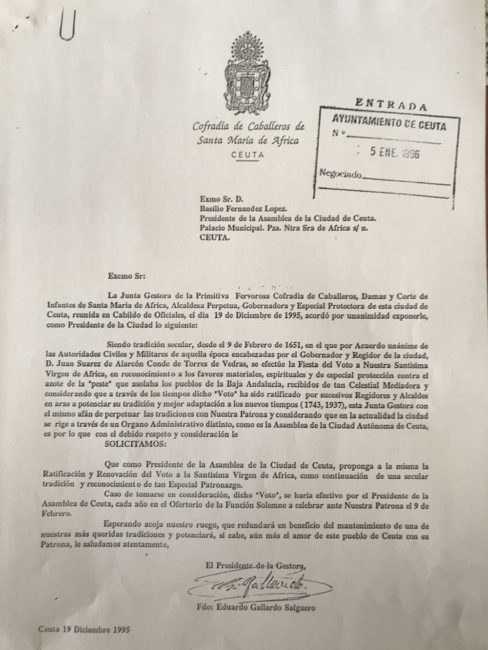 Colaboracion El Voto De Gracias A Santa Maria De Africa Ii