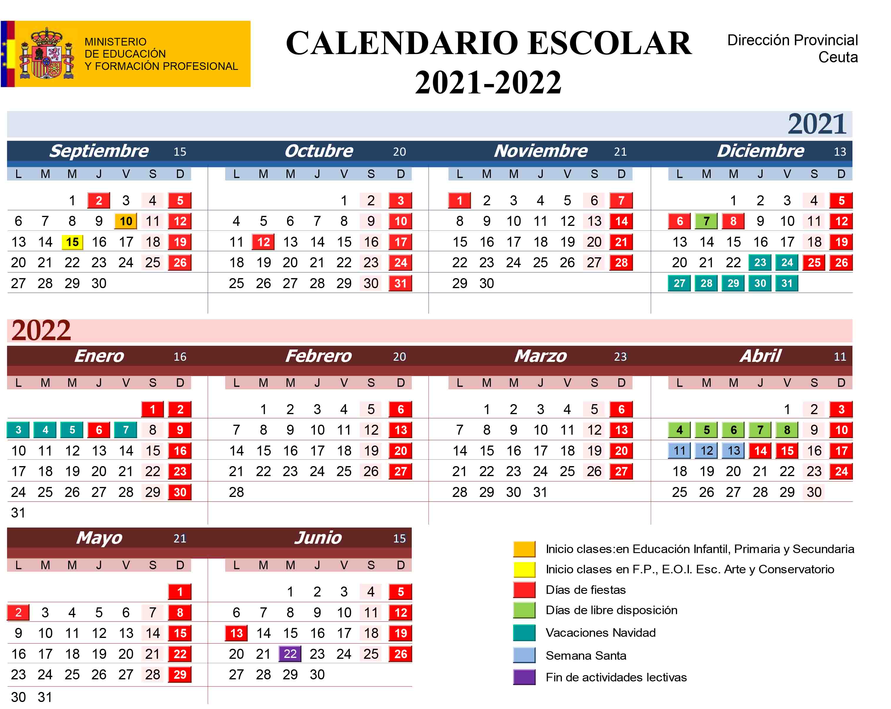 Calendario Escolar 2021 22 Calendario Escolar Apamar Inicio Orden