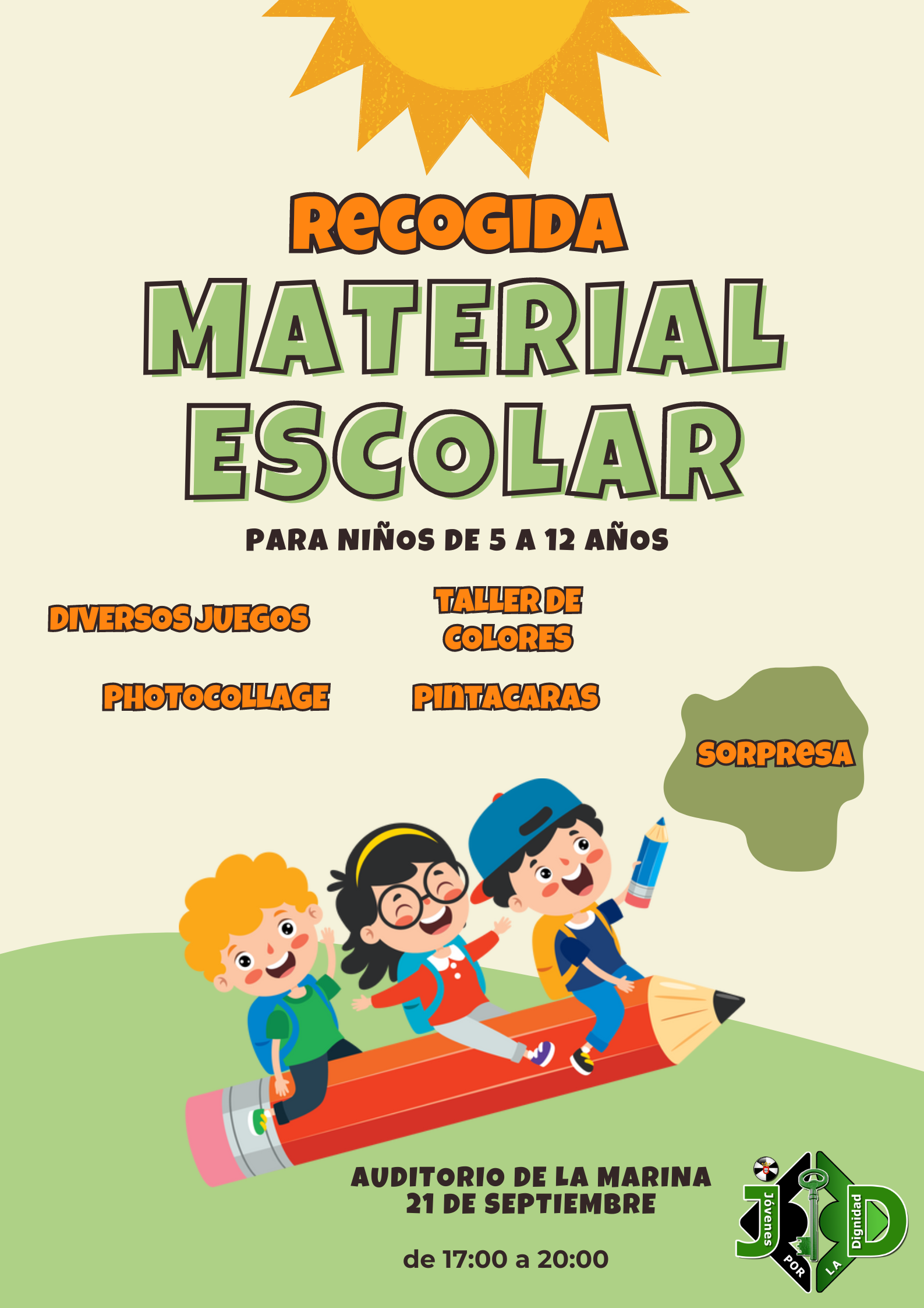 cartel-recogida-material-escolar-jovenes-mdyc