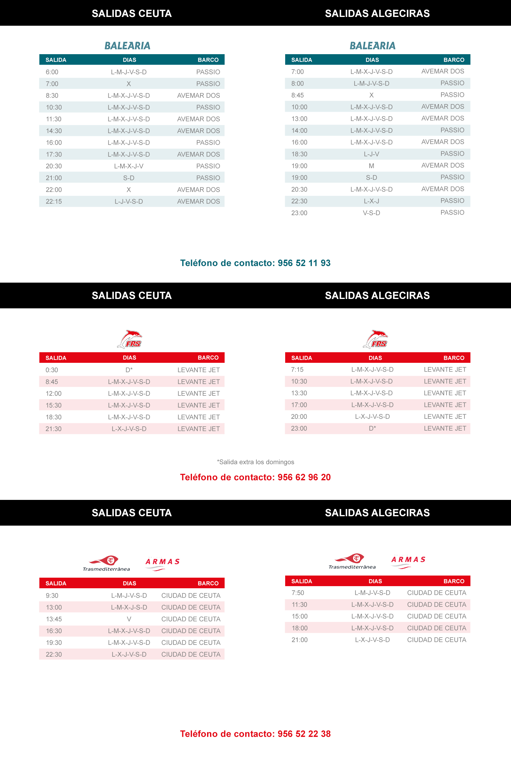 HORARIOS BARCOS