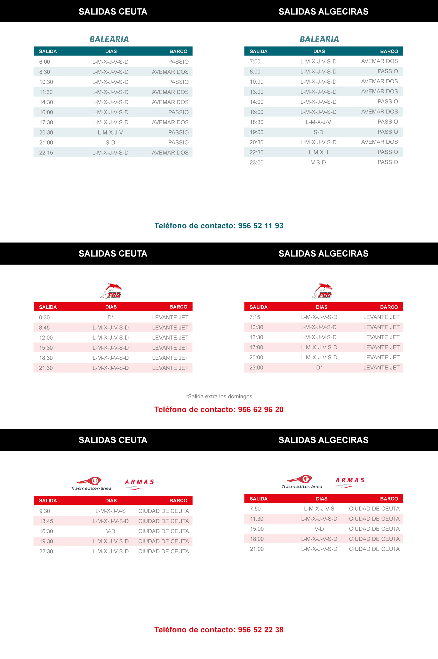 HORARIOS BARCOS