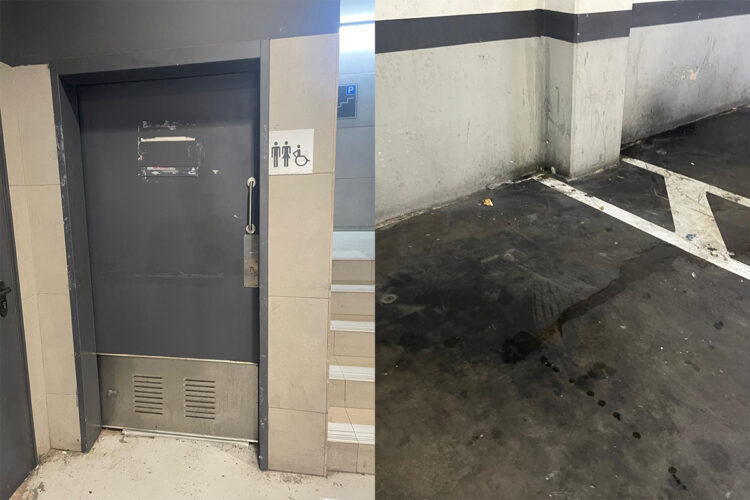 gente-mea-aparcamiento-supermercado-banos-cerrados