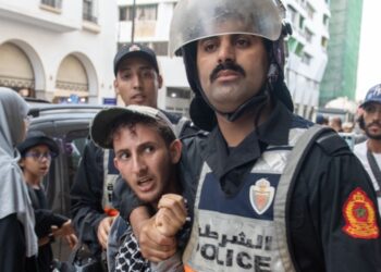 Protesters face police in Rabat